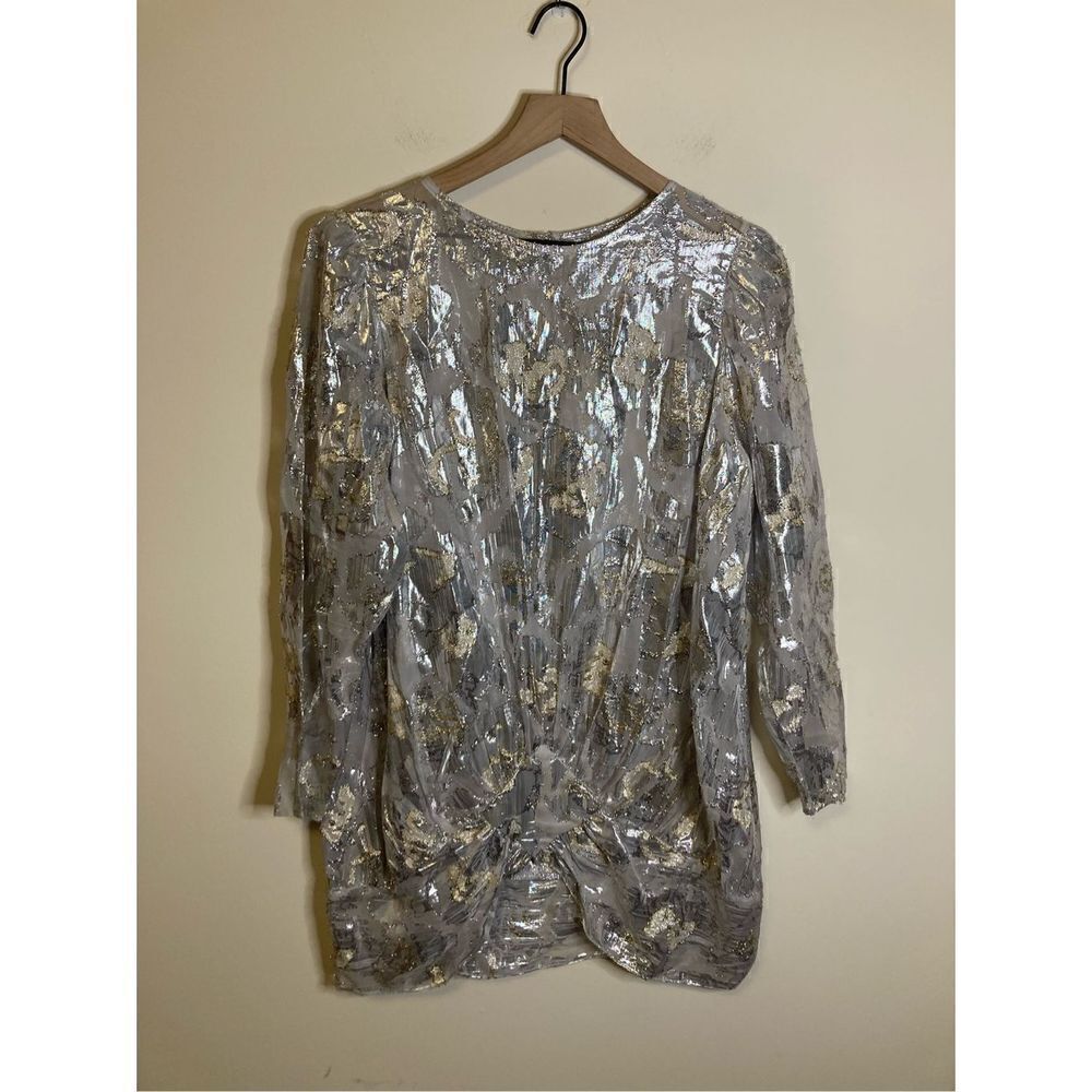 Vintage Samuel Scott Womens Large Silver Blouse 80s